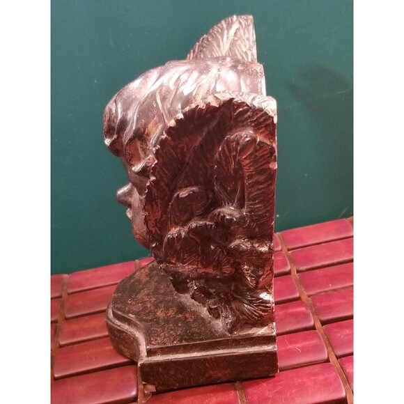 Vintage Winged Cherub Heavy Plaster Decorative Bookend 8"x6"x3.5" - Picture 7 of 9